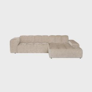 by fonQ Plume 3-zits Hoekbank met Chaise Longue XL Rechts - Chenille - Beige