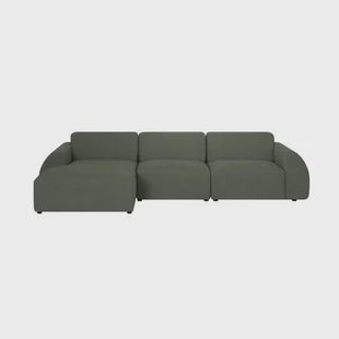 by fonQ Bink 3-zits Hoekbank met Chaise Longue Links - Bouclé - Mosgroen