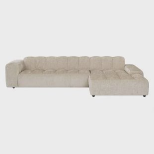 by fonQ Plume 4-zits Hoekbank met Chaise Longue XL Rechts - Chenille - Beige