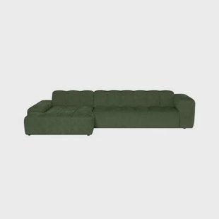 by fonQ Plume 4-zits Hoekbank met Chaise Longue Links - Chenille - Groen