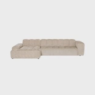 by fonQ Plume 4-zits Hoekbank met Chaise Longue Links - Chenille - Beige