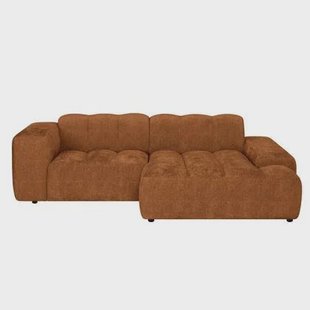 by fonQ Plume 2,5-zits Hoekbank met Chaise Longue Rechts - Chenille - Terra
