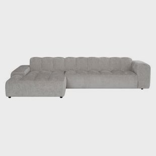 by fonQ Plume 4-zits Hoekbank met Chaise Longue XL Links - Chenille - Grijs