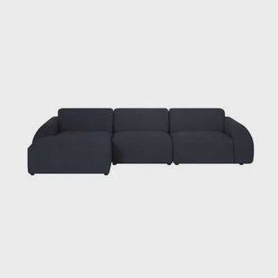 by fonQ Bink 3-zits Hoekbank met Chaise Longue Links - Bouclé - Zwart