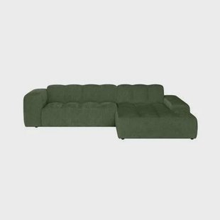 by fonQ Plume 3-zits Hoekbank met Chaise Longue XL Rechts - Chenille - Groen