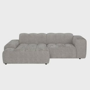 by fonQ Plume 2,5-zits Hoekbank met Chaise Longue XL Links - Chenille - Grijs