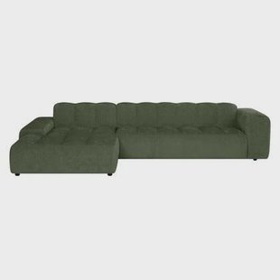 by fonQ Plume 4-zits Hoekbank met Chaise Longue XL Links - Chenille - Groen