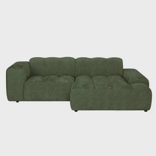 by fonQ Plume 2,5-zits Hoekbank met Chaise Longue Rechts - Chenille - Groen