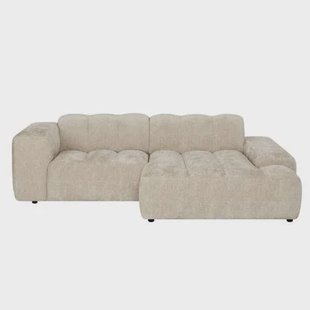 by fonQ Plume 2,5-zits Hoekbank met Chaise Longue XL Rechts - Chenille - Beige