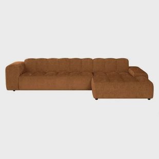 by fonQ Plume 4-zits Hoekbank met Chaise Longue XL Rechts - Chenille - Terra