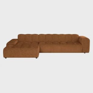 by fonQ Plume 4-zits Hoekbank met Chaise Longue XL Links - Chenille - Terra