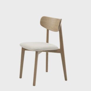 Giga Living - Eetkamerstoel Wit Bouclé - Eiken - Elim - Set van 2