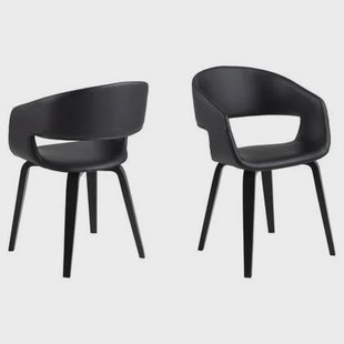 Giga Living - Eetkamerstoel - Zwart - Pu Leer - Zithoogte 45cm - Sanda - Set van 2 Giga Living - Eetkamerstoel - Zwart - Pu Leer - Zithoogte 45cm - Sanda - Set van 2