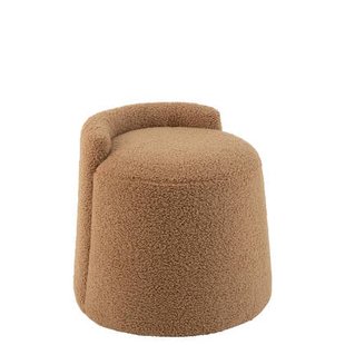 J-Line poef teddy rond + rugleuing bouclé - textiel - camel