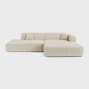 5-zits open hoekbank in fluweel met crèmepatroon