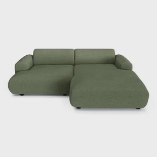 4-zits rechter hoekbank in olijfgroene geweven stof 266cm