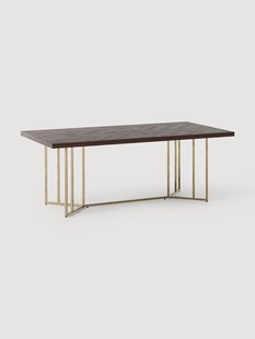 Eettafel Luca van mangohout met visgraat-patroon, in verschillende formaten