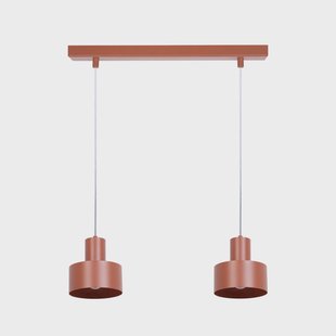 SIGMA Hanglamp Rif 2, baksteenrood, 2-lamps, lineair, staal