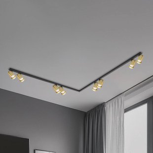 Milagro Lighting Plafondspot Hero, zwart/goud, 8-lamps, 240 cm, metaal