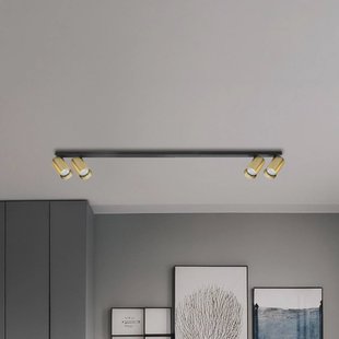 Milagro Lighting Plafondspot Hero, zwart/goud, 4-lamps, 120 cm, metaal