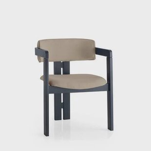 Giga Meubel - Eetkamerstoel Zwart - Taupe|Linnen - Cozy