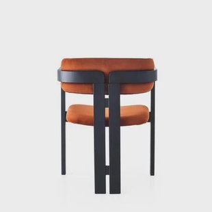 Giga Meubel - Eetkamerstoel Zwart - Oranje|Velvet - Cozy