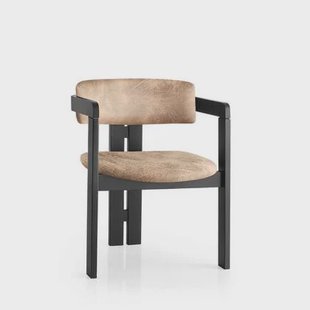 Giga Meubel - Eetkamerstoel Zwart - Taupe|Stof - Cozy