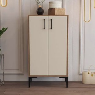 Giga Meubel - Schoenenkast Walnoot|Crème Hout - 60x35x111cm - Prag