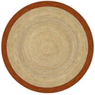 Mrcarpet Rond jute vloerkleed naturel|roest|bruin met rand 160cm