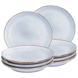 Beliani - JUNIPER - Bijzetborden set van 8 - Lichtblauw - Steengoed