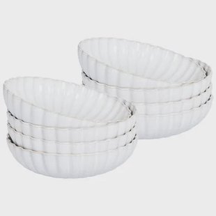 Beliani - NETTLE - Diepe borden set van 8 - Wit - Steengoed