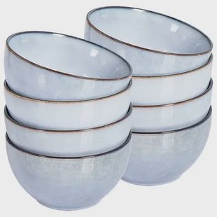 Beliani - JUNIPER - Kom set van 8 - Lichtblauw - Steengoed