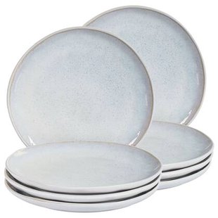 Beliani - SESAME - Bijzetborden set van 8 - Lichtgrijs - Steengoed