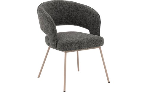 Goossens Excellent Eetkamerstoel Ostuni groen stof Ronde rechte poot met armleuning,