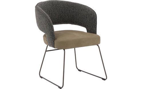 Goossens Excellent Eetkamerstoel Ostuni groen leer Sledepoot met armleuning,