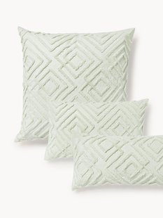 Katoenen perkal kussensloop Phil met getufte decoratie