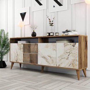 Giga Meubel - Dressoir Walnoot|Beige Marmer - 180x35x78,6cm - Milan