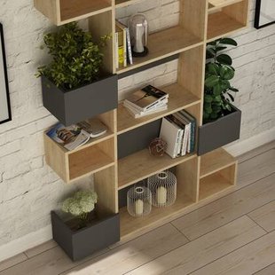 Giga Meubel - Boekenkast Eiken|Antraciet Hout - 120x20x171cm - Niho