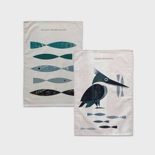 Happy Friday Set van 2 theedoeken Kingfisher