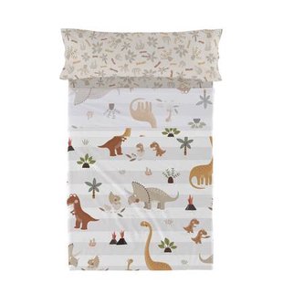 Dino family Laken Set 2-delig 160x270 cm (Bed 80|90) Moshi Moshi, Veelkleurig, 100% katoen, de kwaliteit van 150 TC