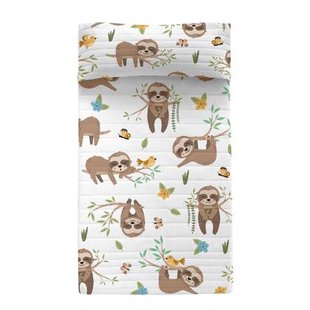 Happy sloth Sprei Moshi Moshi, Veelkleurig, 100% Katoen (buitenkant) 100% Polyester (vulling), de kwaliteit van 150 TC