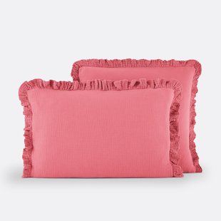 Effen kussensloop in tetra, met volant, Kumla