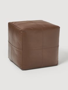 Handgemaakte leren poef Raven