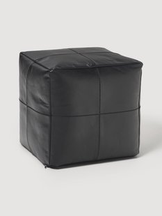 Handgemaakte leren poef Raven