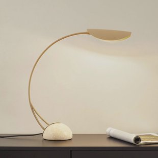 Lucande tafellamp Rivera, beige, metaal, steen, 51 cm, G9