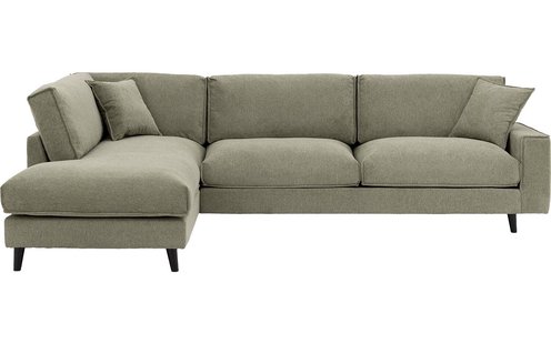 Goossens Bank Jonas groen, stof, 3,5-zits, urban industrieel met ligelement links