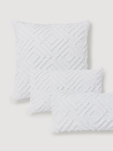 Katoenen perkal kussensloop Phil met getufte decoratie