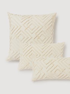 Katoenen perkal kussensloop Phil met getufte decoratie