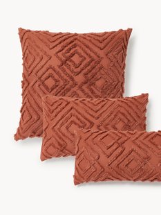 Katoenen perkal kussensloop Phil met getufte decoratie