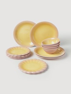 Handgemaakte serviesset Marguerite, 4 personen, (12-delig)